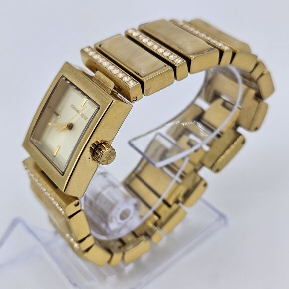 Michael Kors Women's Watch 24MM Gold Dial Gold Bracelet 6" New Battery - Picture 4 of 15